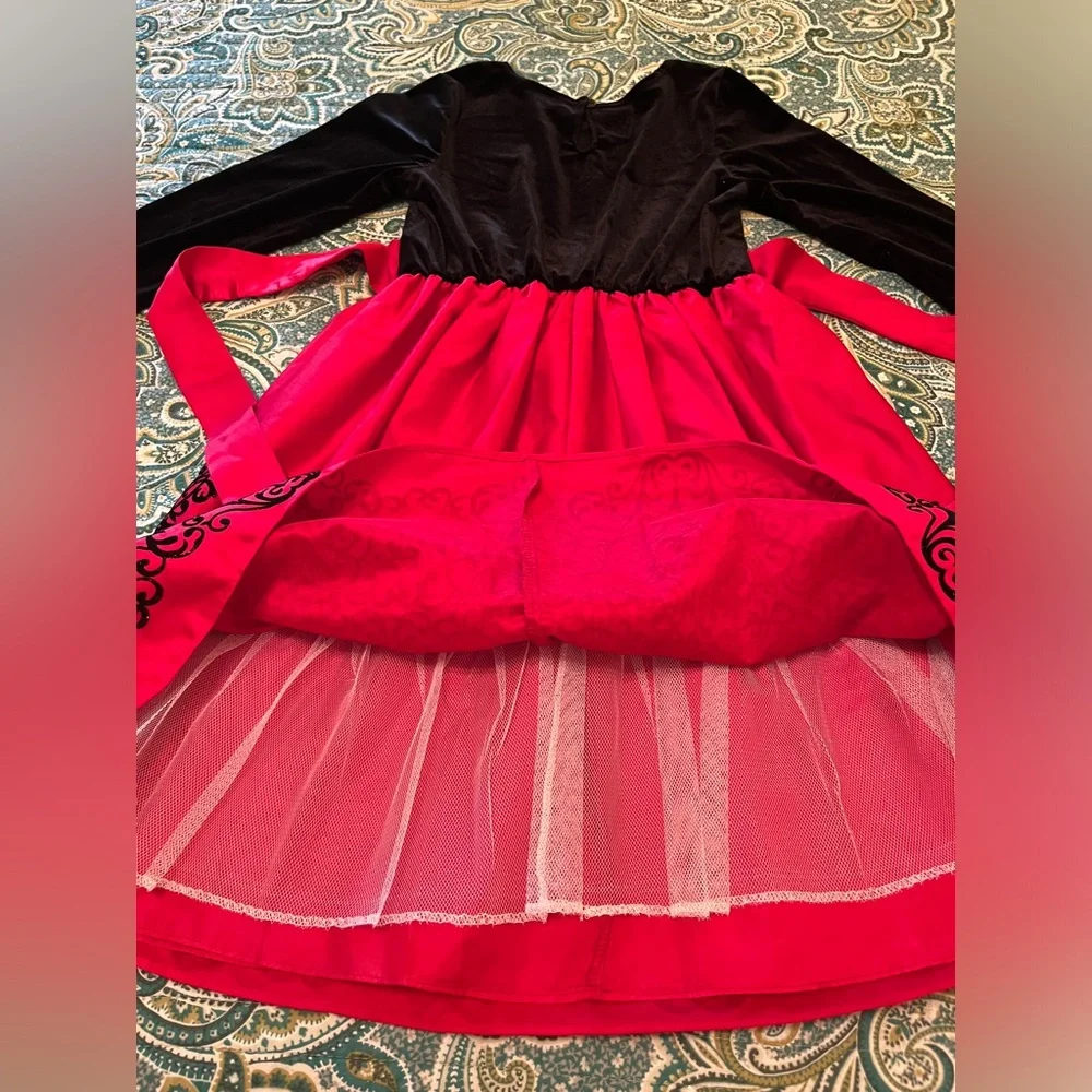 Rare Editions Girls Party Dress Black Stretch Velvet Red Satin Size 12 NWT